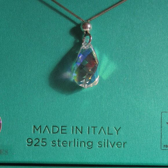 Multi-faceted Helix/Twist Crystal Necklace, 925 Silver, Italy, Dyadema, Large - Picture 8 of 13